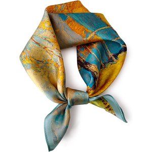 Silk Women Small Square Neck Scarfs 21" Neckerchief Printed Headscarf